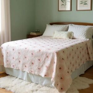 Vintage 50’s Bates Bedspreads Floral Cotton Matelasse Coverlet